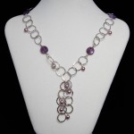 Amethyst & Fresh Water Pearl “T” Necklace