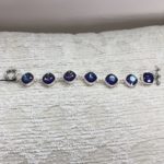 Blue Cushion Cut Swarovski Crystals Bracelet Sterling Silver