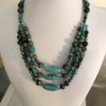 African Turquoise Triple Strand Necklace