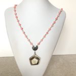 Bamboo Coral and Horn Pendant Necklace