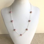 Rose Swarovski Crystal Pearl Station Necklace
