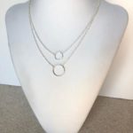 Double Hoop Silver tone Necklace