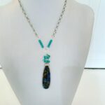 Blue Agate Teardrop with Turquoise Cluster Necklace