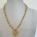 Gold Heart Locket on Gold Paperclip Chain Necklace